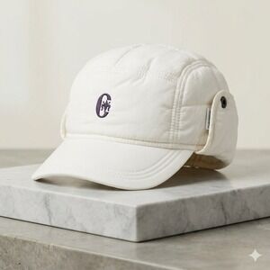 Conte of Florence Quilted Down Puffer Trapper Hat Made in Italy Ear‎ Flaps Logo